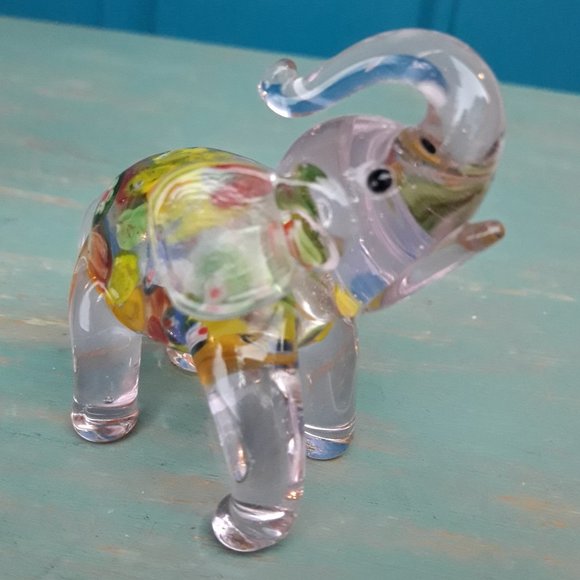 Murano Glass Elephant Millefiore Multi Colored Blown Glass Handmade Figurine - Picture 4 of 16